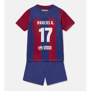 Barcelona Marcos Alonso #17 Hjemmebanesæt Børn 2023-24 Kort ærmer (+ korte bukser)